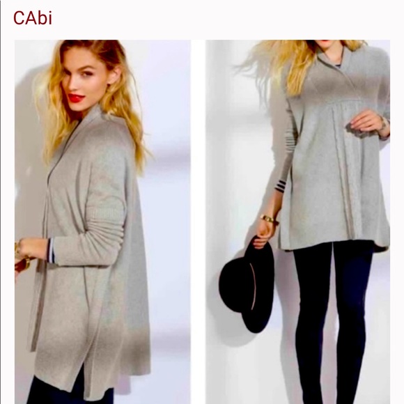 CAbi Style # 3303 Gray Cable Knit Poncho Sweater - Picture 1 of 7